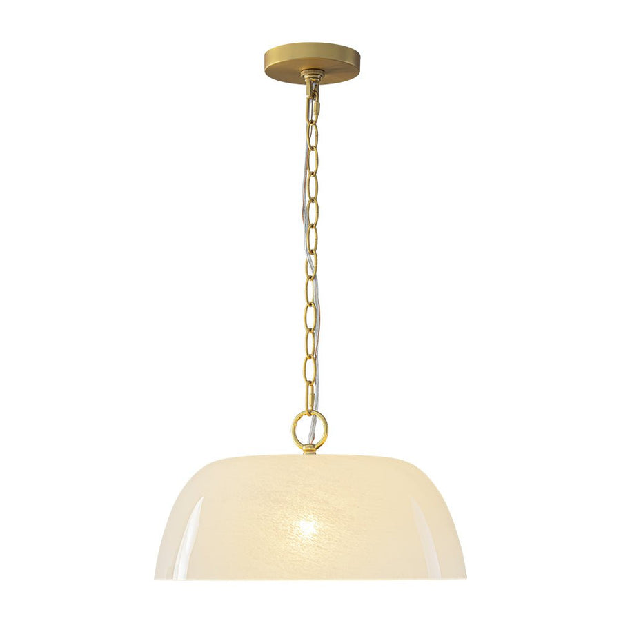 LightFixturesUSA - French Luxe 1 - Light White Clouded Glass Round Pendant - Pendant Light - Brass - 