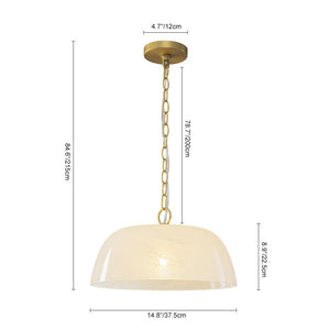 LightFixturesUSA - French Luxe 1 - Light White Clouded Glass Round Pendant - Pendant Light - Brass - 