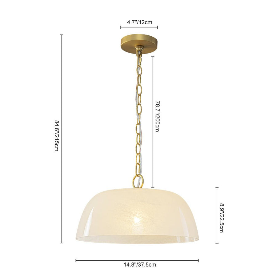 LightFixturesUSA - French Luxe 1 - Light White Clouded Glass Round Pendant - Pendant Light - Brass - 