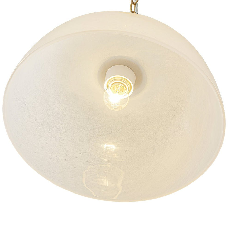 LightFixturesUSA - French Luxe 1 - Light White Clouded Glass Round Pendant - Pendant Light - Brass - 