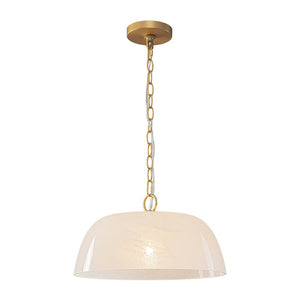 LightFixturesUSA - French Luxe 1 - Light White Clouded Glass Round Pendant - Pendant Light - Brass - 