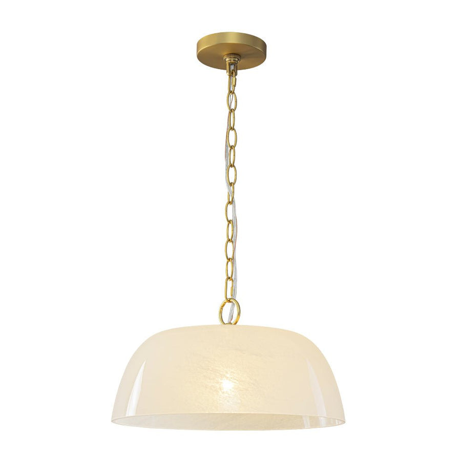 LightFixturesUSA - French Luxe 1 - Light White Clouded Glass Round Pendant - Pendant Light - Brass - 