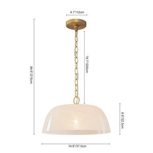 LightFixturesUSA - French Luxe 1 - Light White Clouded Glass Round Pendant - Pendant Light - Brass - 