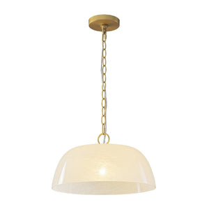 LightFixturesUSA - French Luxe 1 - Light White Clouded Glass Round Pendant - Pendant Light - Brass - 