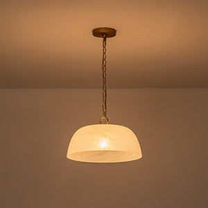 LightFixturesUSA - French Luxe 1 - Light White Clouded Glass Round Pendant - Pendant Light - Brass - 