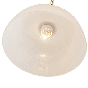 LightFixturesUSA - French Luxe 1 - Light White Clouded Glass Round Pendant - Pendant Light - Brass - 