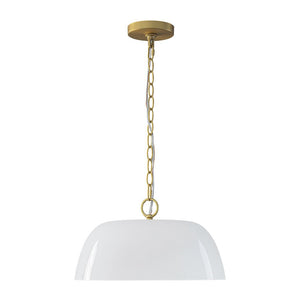 LightFixturesUSA - French Luxe 1 - Light White Clouded Glass Round Pendant - Pendant Light - Brass - 