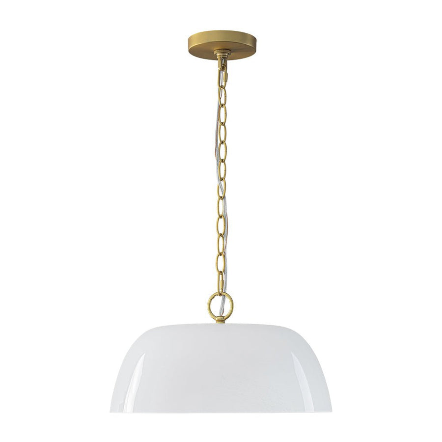 LightFixturesUSA - French Luxe 1 - Light White Clouded Glass Round Pendant - Pendant Light - Brass - 