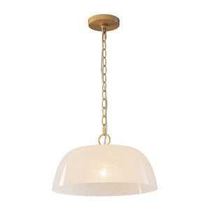 LightFixturesUSA - French Luxe 1 - Light White Clouded Glass Round Pendant - Pendant Light - Brass - 