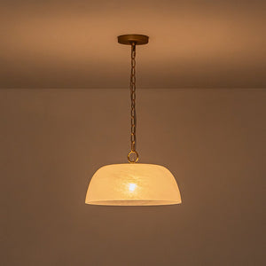 LightFixturesUSA - French Luxe 1 - Light White Clouded Glass Round Pendant - Pendant Light - Brass - 