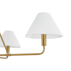 LightFixturesUSA - French Luxe Brass 4 - Light White Linen Shade Candle Chandelier - Chandelier - Brass - 