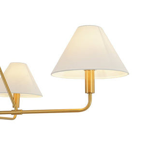 LightFixturesUSA - French Luxe Brass 4 - Light White Linen Shade Candle Chandelier - Chandelier - Brass - 