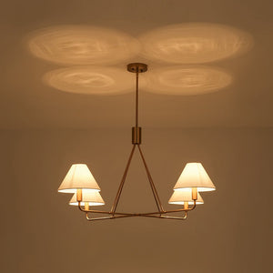 LightFixturesUSA - French Luxe Brass 4 - Light White Linen Shade Candle Chandelier - Chandelier - Brass - 