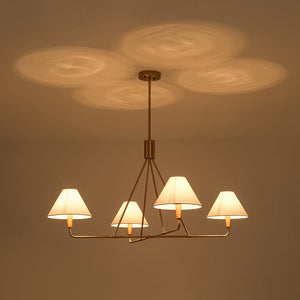 LightFixturesUSA - French Luxe Brass 4 - Light White Linen Shade Candle Chandelier - Chandelier - Brass - 