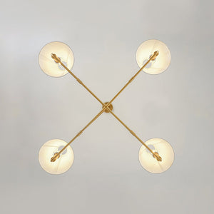 LightFixturesUSA - French Luxe Brass 4 - Light White Linen Shade Candle Chandelier - Chandelier - Brass - 