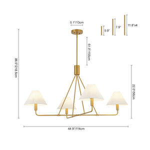 LightFixturesUSA - French Luxe Brass 4 - Light White Linen Shade Candle Chandelier - Chandelier - Brass - 