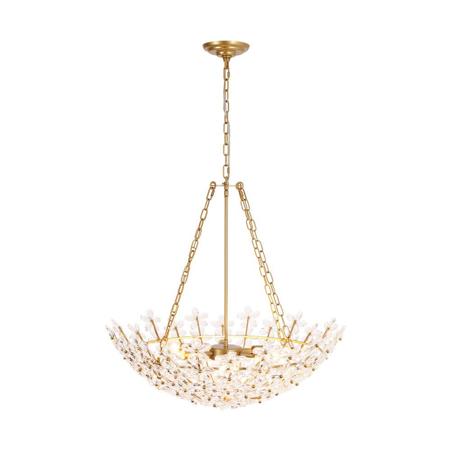 LightFixturesUSA - French Luxe Brass Bloom Crystal Floral Basket Chandelier - Chandelier - Gold - 
