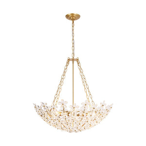 LightFixturesUSA - French Luxe Brass Bloom Crystal Floral Basket Chandelier - Chandelier - Gold - 