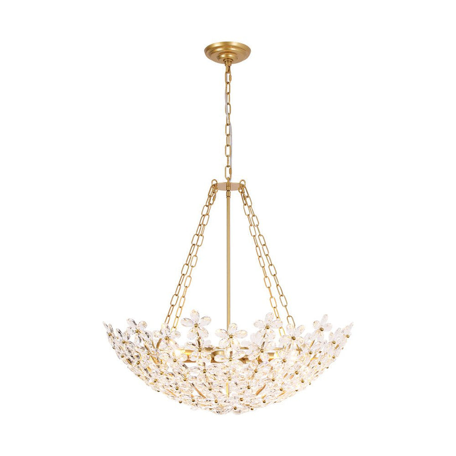 LightFixturesUSA - French Luxe Brass Bloom Crystal Floral Basket Chandelier - Chandelier - Gold - 