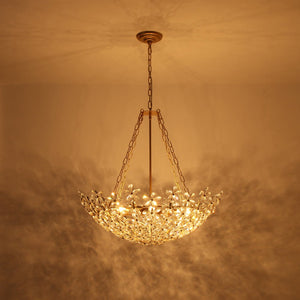LightFixturesUSA - French Luxe Brass Bloom Crystal Floral Basket Chandelier - Chandelier - Gold - 