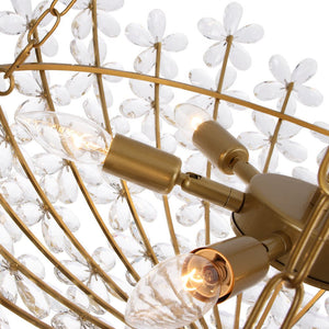LightFixturesUSA - French Luxe Brass Bloom Crystal Floral Basket Chandelier - Chandelier - Gold - 