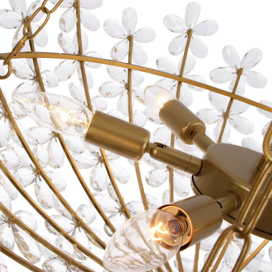 LightFixturesUSA - French Luxe Brass Bloom Crystal Floral Basket Chandelier - Chandelier - Gold - 