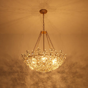 LightFixturesUSA - French Luxe Brass Bloom Crystal Floral Basket Chandelier - Chandelier - Gold - 