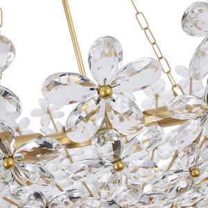 LightFixturesUSA - French Luxe Brass Bloom Crystal Floral Basket Chandelier - Chandelier - Gold - 