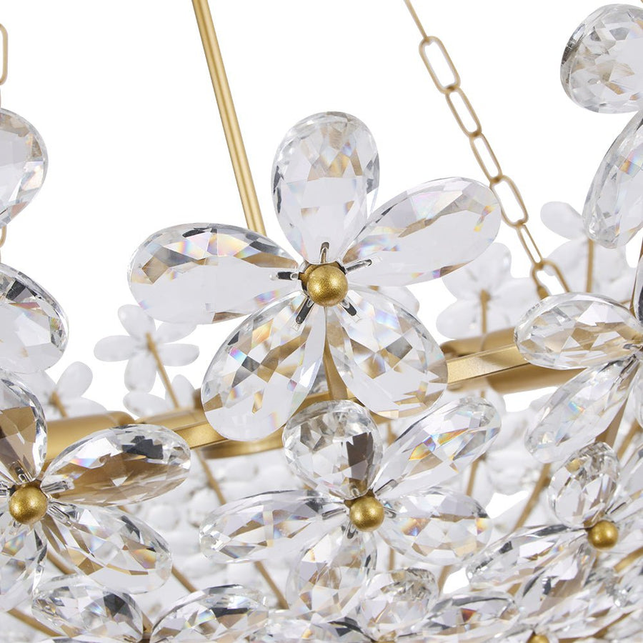 LightFixturesUSA - French Luxe Brass Bloom Crystal Floral Basket Chandelier - Chandelier - Gold - 