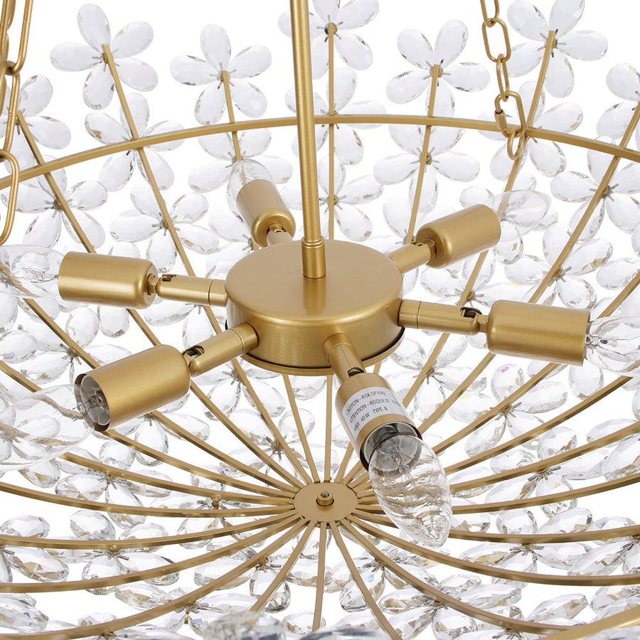 LightFixturesUSA - French Luxe Brass Bloom Crystal Floral Basket Chandelier - Chandelier - Gold - 