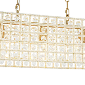 LightFixturesUSA - French Luxe Brass Crystal Linear Cage Island Chandelier - Chandelier - Brass - 