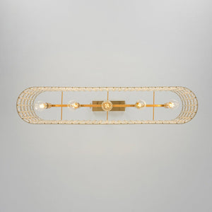 LightFixturesUSA - French Luxe Brass Crystal Linear Cage Island Chandelier - Chandelier - Brass - 