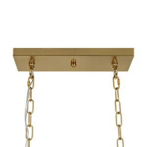 LightFixturesUSA - French Luxe Brass Crystal Linear Cage Island Chandelier - Chandelier - Brass - 