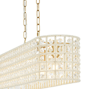 LightFixturesUSA - French Luxe Brass Crystal Linear Cage Island Chandelier - Chandelier - Brass - 