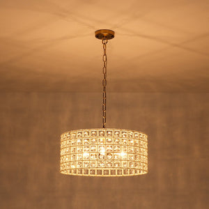 LightFixturesUSA - French Luxury Brass Crystal Drum Cage Chandelier - Chandelier - Brass - 
