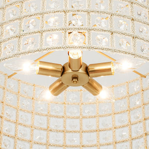 LightFixturesUSA - French Luxury Brass Crystal Drum Cage Chandelier - Chandelier - Brass - 