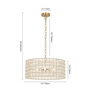 LightFixturesUSA - French Luxury Brass Crystal Drum Cage Chandelier - Chandelier - Brass - 