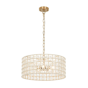 LightFixturesUSA - French Luxury Brass Crystal Drum Cage Chandelier - Chandelier - Brass - 