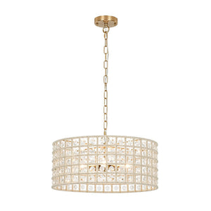 LightFixturesUSA - French Luxury Brass Crystal Drum Cage Chandelier - Chandelier - Brass - 