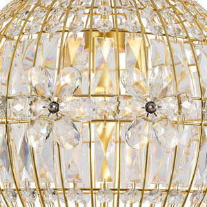 LightFixturesUSA - French Luxury Brass Floral Crystal Globe Chandelier - Chandelier - 18 in - 