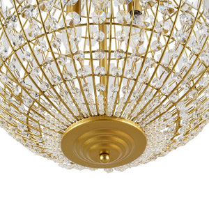 LightFixturesUSA - French Luxury Brass Floral Crystal Globe Chandelier - Chandelier - 18 in - 