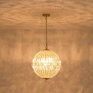 LightFixturesUSA - French Luxury Brass Floral Crystal Globe Chandelier - Chandelier - 18 in - 