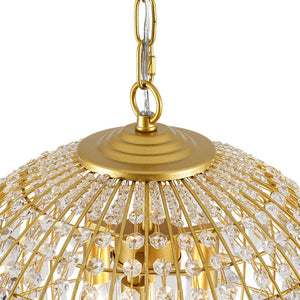 LightFixturesUSA - French Luxury Brass Floral Crystal Globe Chandelier - Chandelier - 18 in - 
