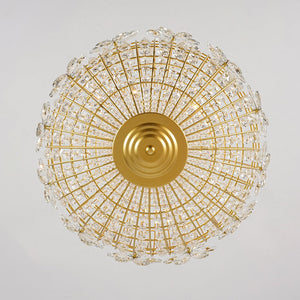 LightFixturesUSA - French Luxury Brass Floral Crystal Globe Chandelier - Chandelier - 18 in - 