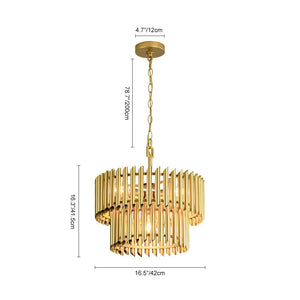 LightFixturesUSA - French Luxury Gold 2 - Tier Metal Drum Cage Chandelier - Chandelier - Brass - 