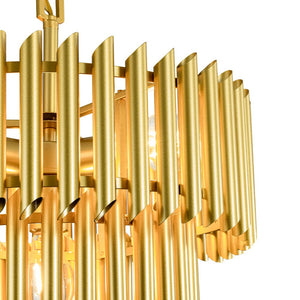 LightFixturesUSA - French Luxury Gold 2 - Tier Metal Drum Cage Chandelier - Chandelier - Brass - 