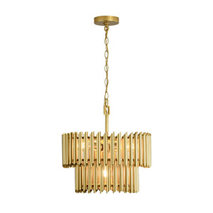 LightFixturesUSA - French Luxury Gold 2 - Tier Metal Drum Cage Chandelier - Chandelier - Brass - 