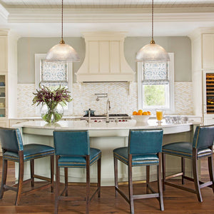 LightFixturesUSA - French Retro 1 - Light Clear Ribbed Glass Dome Pendant - Pendant Light - 11.8 in (Pre - Order & 2 - 3 Weeks) - 