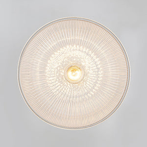 LightFixturesUSA - French Retro 1 - Light Clear Ribbed Glass Dome Pendant - Pendant Light - 15 in (Pre - Order & 2 - 3 Weeks) - 