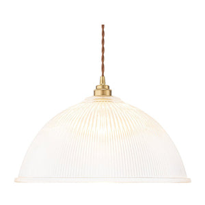 LightFixturesUSA - French Retro 1 - Light Clear Ribbed Glass Dome Pendant - Pendant Light - 15 in (Pre - Order & 2 - 3 Weeks) - 